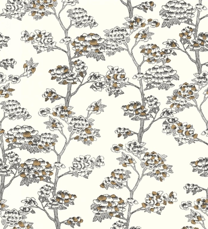 Papel pintado de hojas africanas fondo blanco - Niara 128710