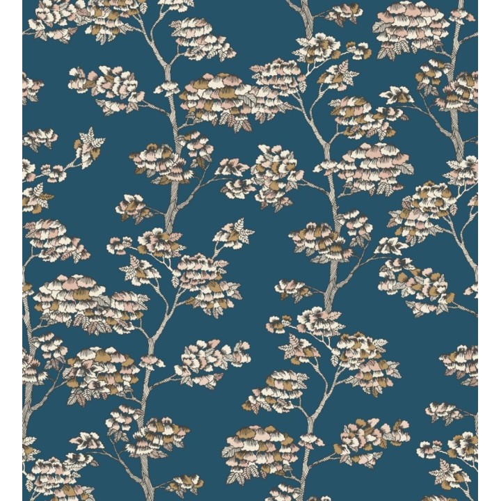 Papel pintado de hojas africanas fondo azul - Niara 128711