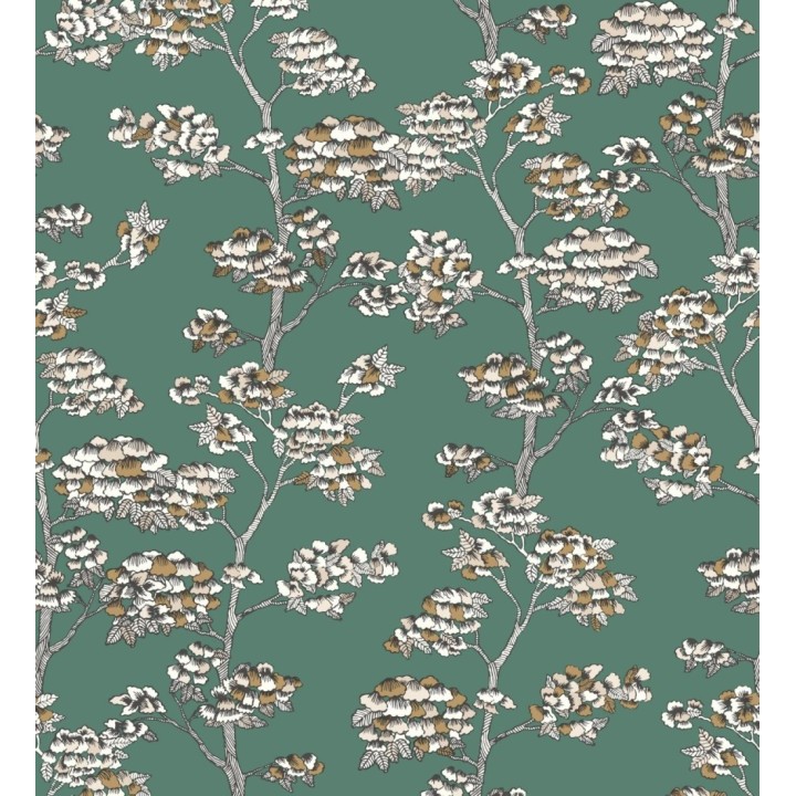 Papel pintado de hojas africanas fondo verde - Niara 128713