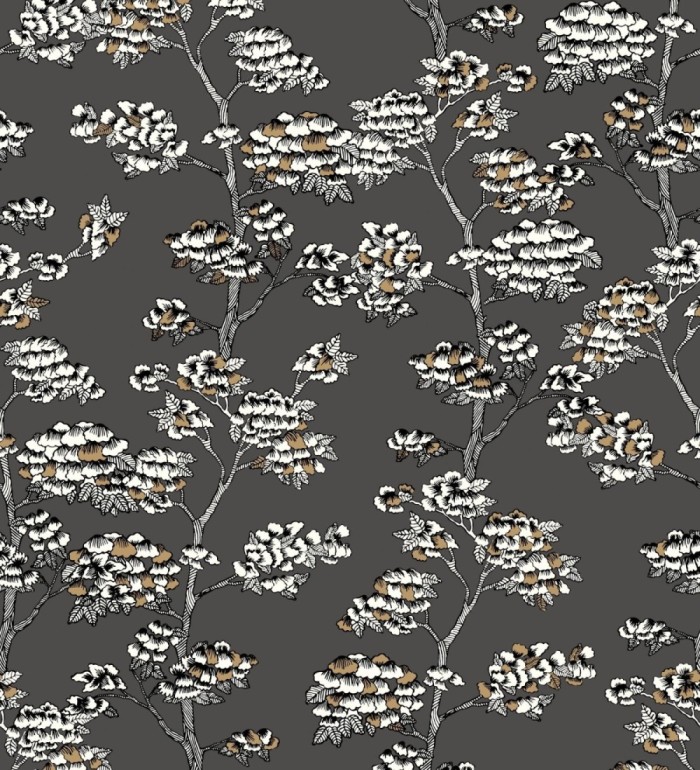 Papel pintado de hojas africanas fondo negro - Niara 128714