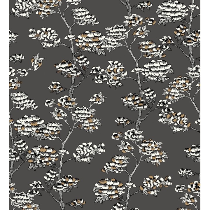 Papel pintado de hojas africanas fondo negro - Niara 128714