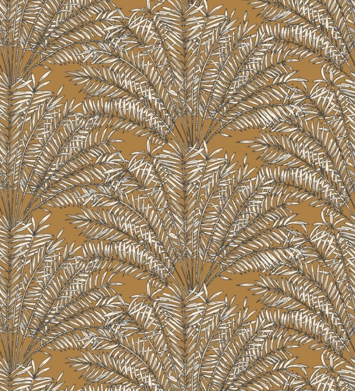 Papel pintado hojas de palmera fondo ocre - Johari 128728