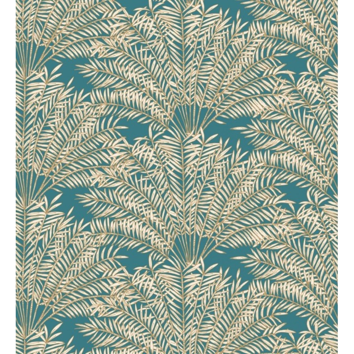 Papel pintado hojas de palmera fondo turquesa - Johari 128729