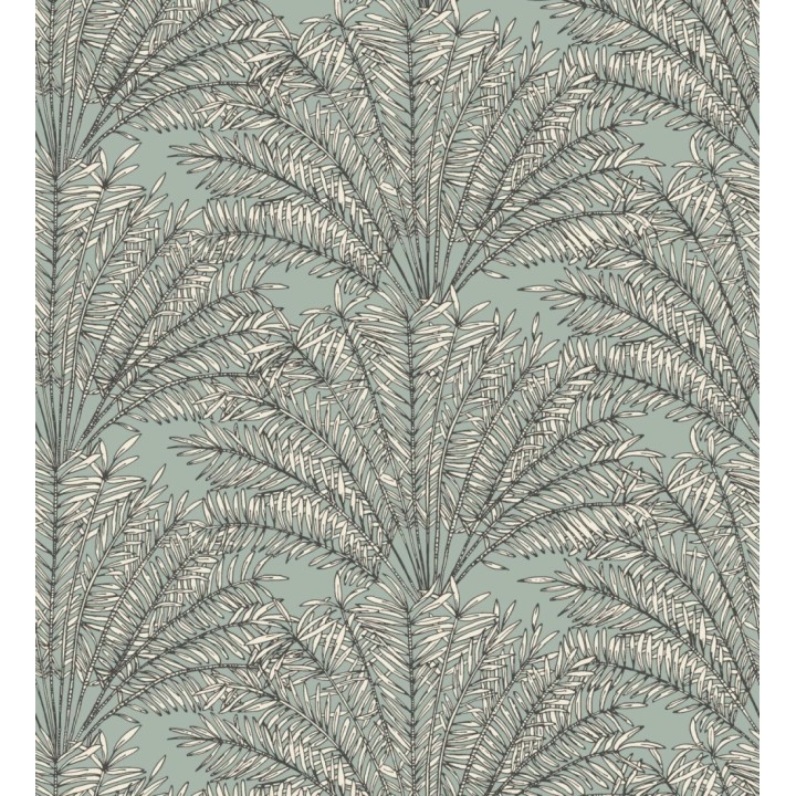 Papel pintado hojas de palmera fondo verde agua - Johari 128730