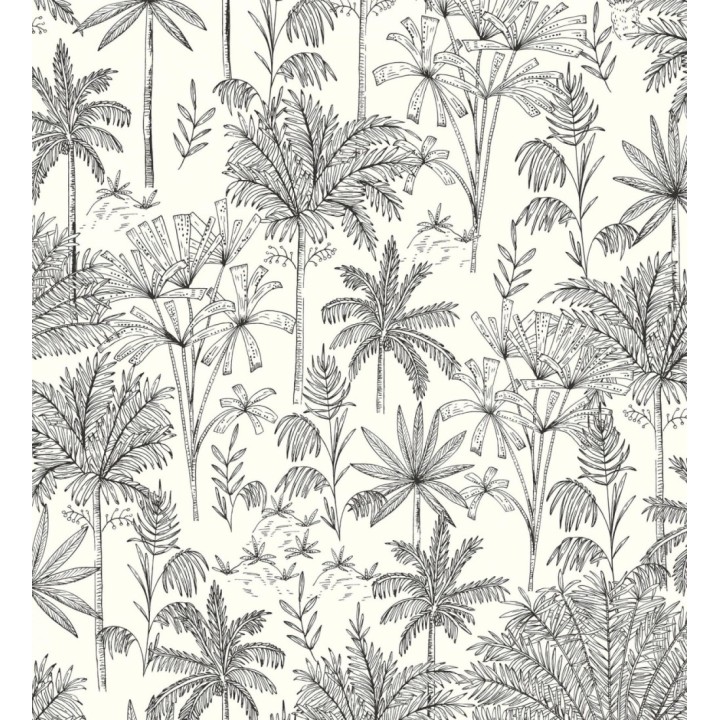 Papel pintado de palmeras fondo blanco - Kesia 128731
