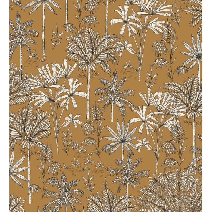 Papel pintado de palmeras fondo ocre - Kesia 128732