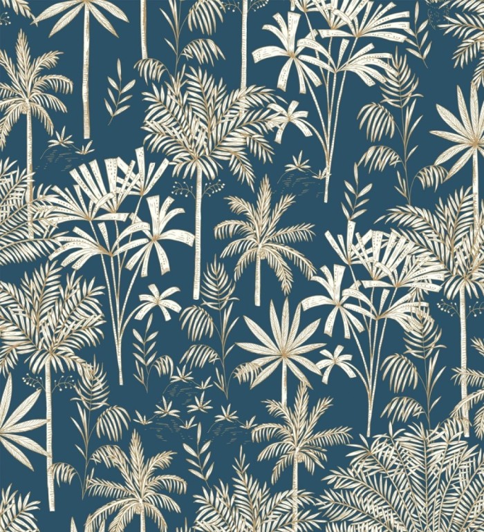 Papel pintado de palmeras fondo azul - Kesia 128733