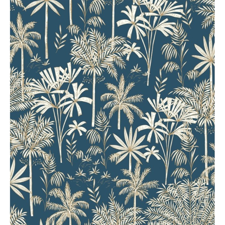 Papel pintado de palmeras fondo azul - Kesia 128733
