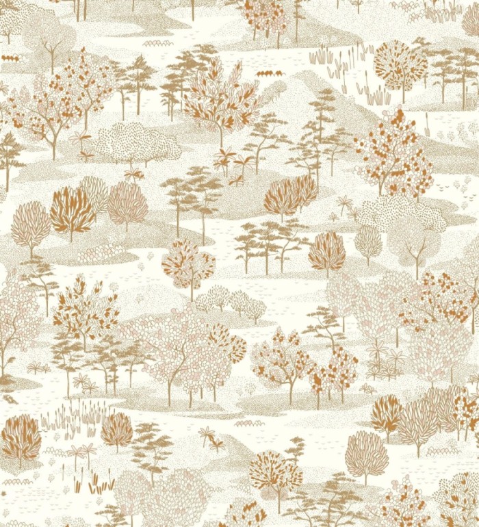 Papel pintado paisaje de árboles color beige - Bisantore 128735