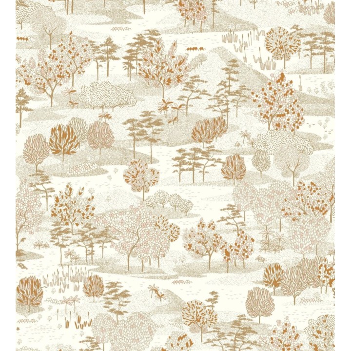 Papel pintado paisaje de árboles color beige - Bisantore 128735