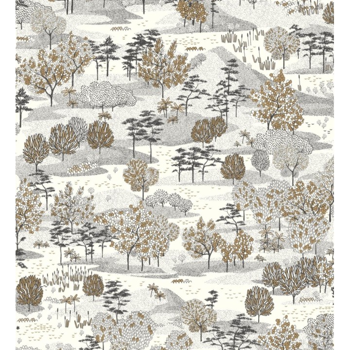 Papel pintado paisaje de árboles color topo  - Bisantore 128736