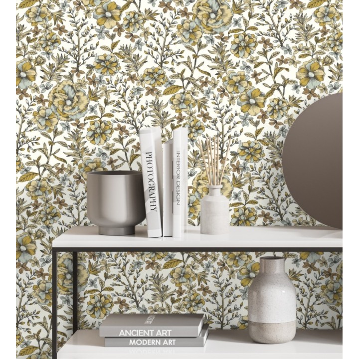 Papel pintado de flores y hojas - Imena 128739
