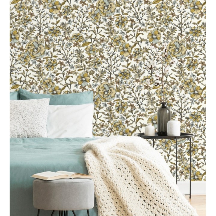 Papel pintado de flores y hojas - Imena 128739