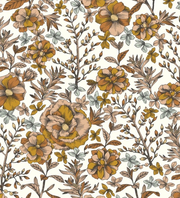 Papel pintado de flores y hojas - Imena 128740