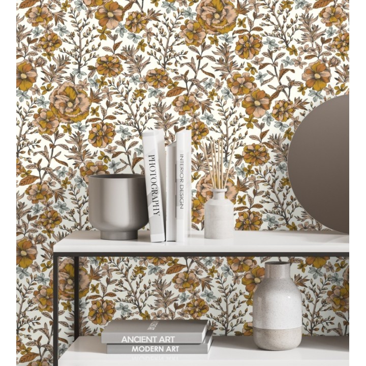 Papel pintado de flores y hojas - Imena 128740