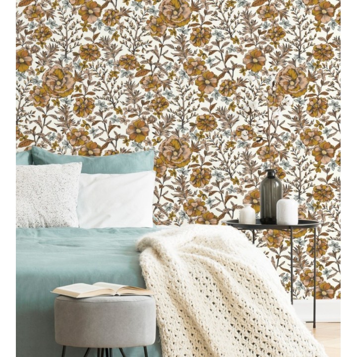 Papel pintado de flores y hojas - Imena 128740