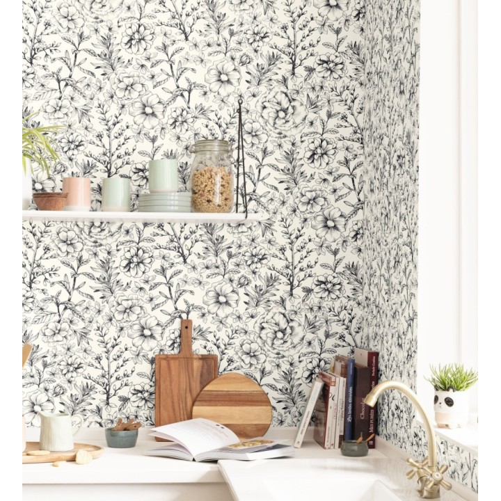 Papel pintado de flores y hojas - Imena 128741