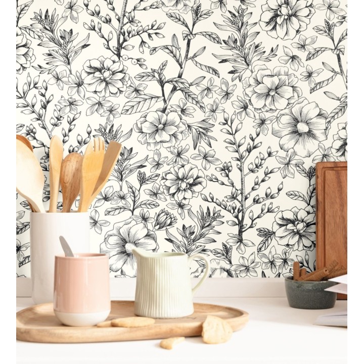 Papel pintado de flores y hojas - Imena 128741