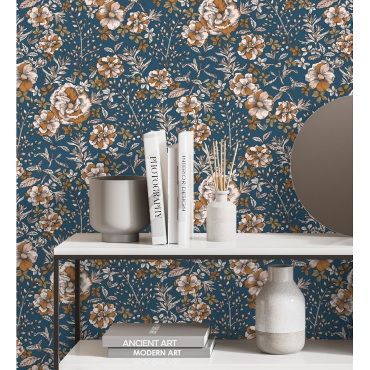 Papel pintado de flores y hojas - Imena 128742