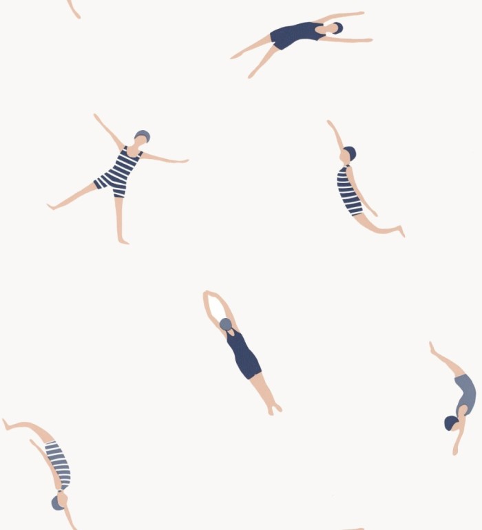 Papel pintado de nadadoras fondo blanco - Ninette 128744