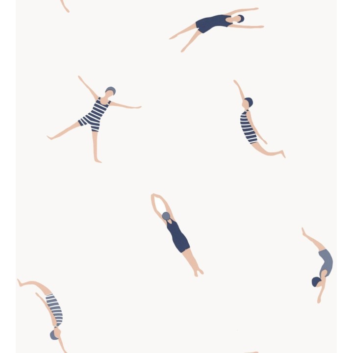 Papel pintado de nadadoras fondo blanco - Ninette 128744