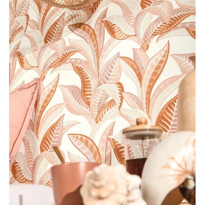 Papel pintado de algas marinas color coral - Jady 128753