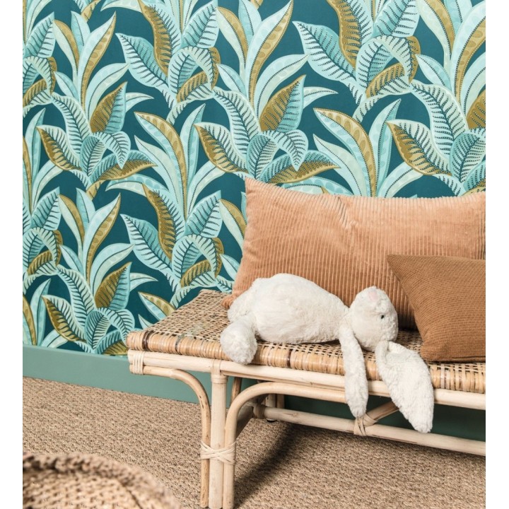 Papel pintado de algas marinas fondo turquesa - Jady 128754