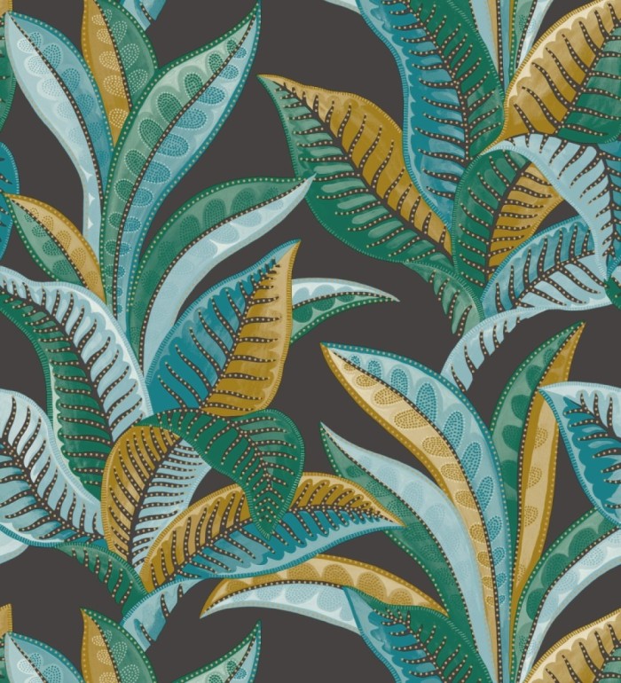 Papel pintado de algas marinas fondo negro - Jady 128755