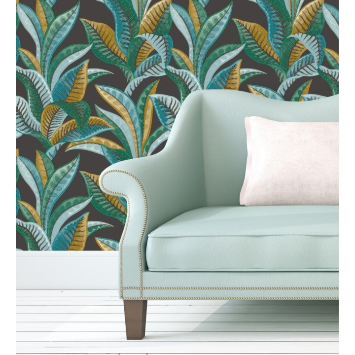 Papel pintado de algas marinas fondo negro - Jady 128755