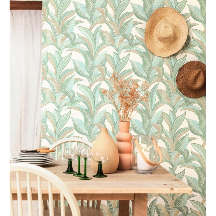 Papel pintado de algas marinas color verde agua - Jady 128756