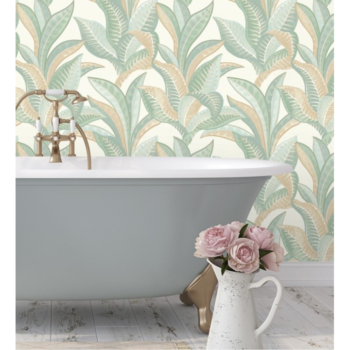 Papel pintado de algas marinas color verde agua - Jady 128756