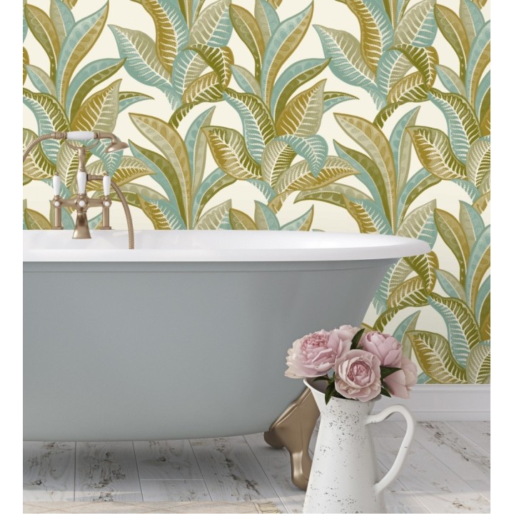 Papel pintado de algas marinas tonos verde - Jady 128757