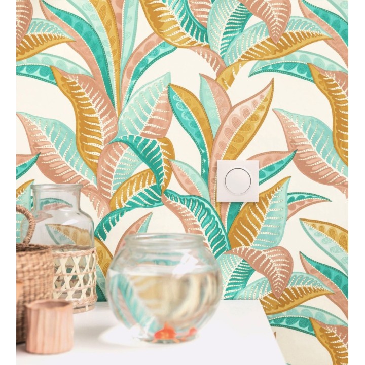 Papel pintado de algas marinas con tonos verdes y ocres - Jady 128758