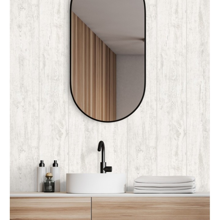 Papel pintado de madera blanca con relieve - Tabar 128772
