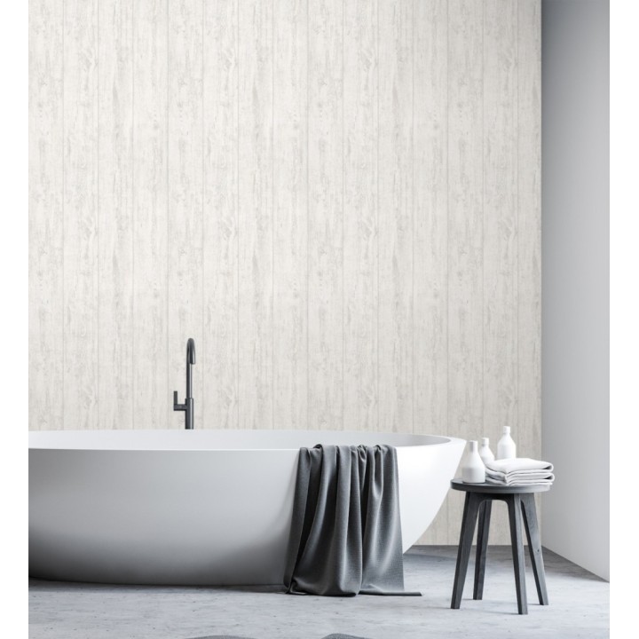 Papel pintado de madera blanca con relieve - Tabar 128772