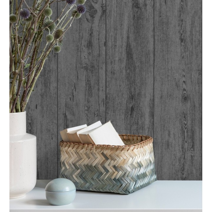 Papel pintado de madera oscura con relieve - Tabar 128773
