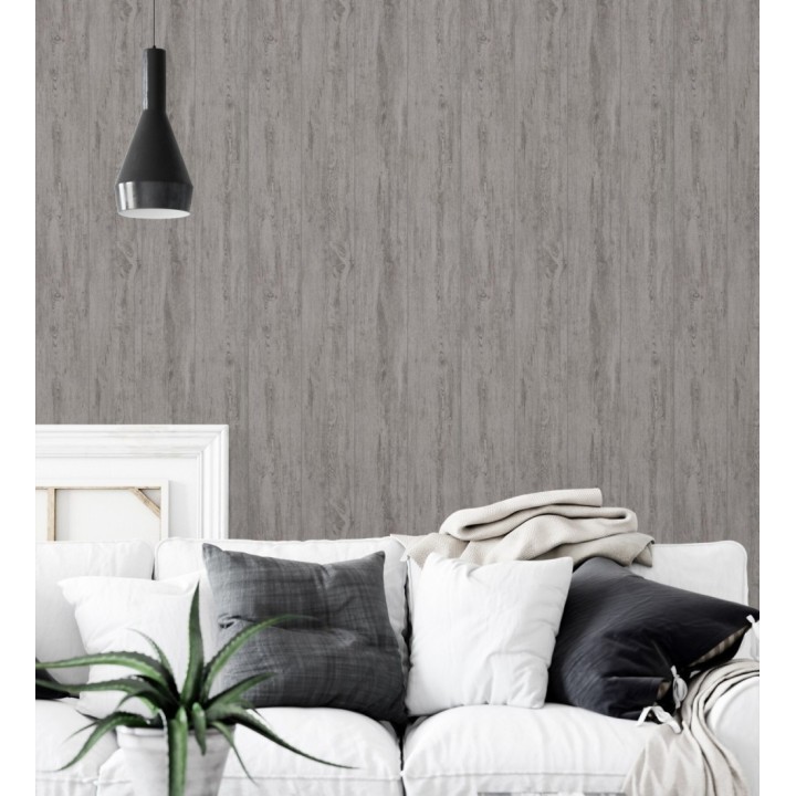 Papel pintado de madera gris con relieve - Tabar 128774