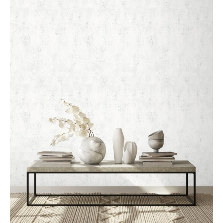 Papel pintado cemento pulido blanco con efectos metalizados - Bremen 128775