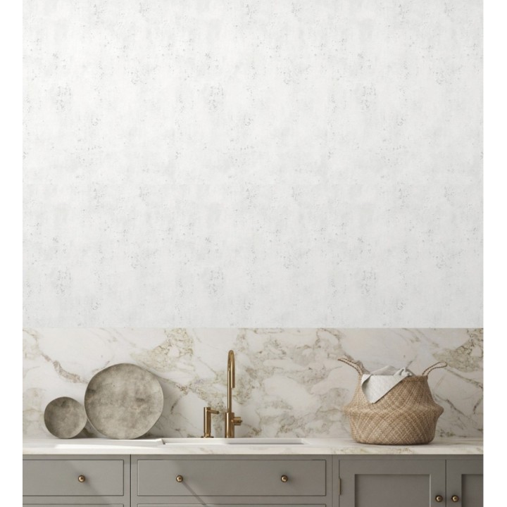Papel pintado cemento pulido blanco con efectos metalizados - Bremen 128775