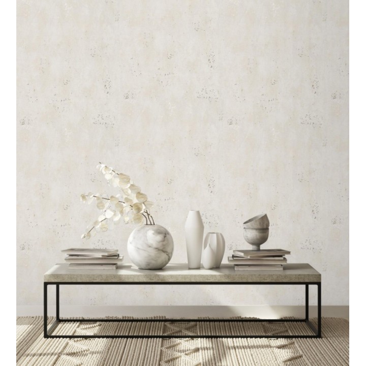 Papel pintado cemento pulido beige con efectos dorados - Bremen 128776
