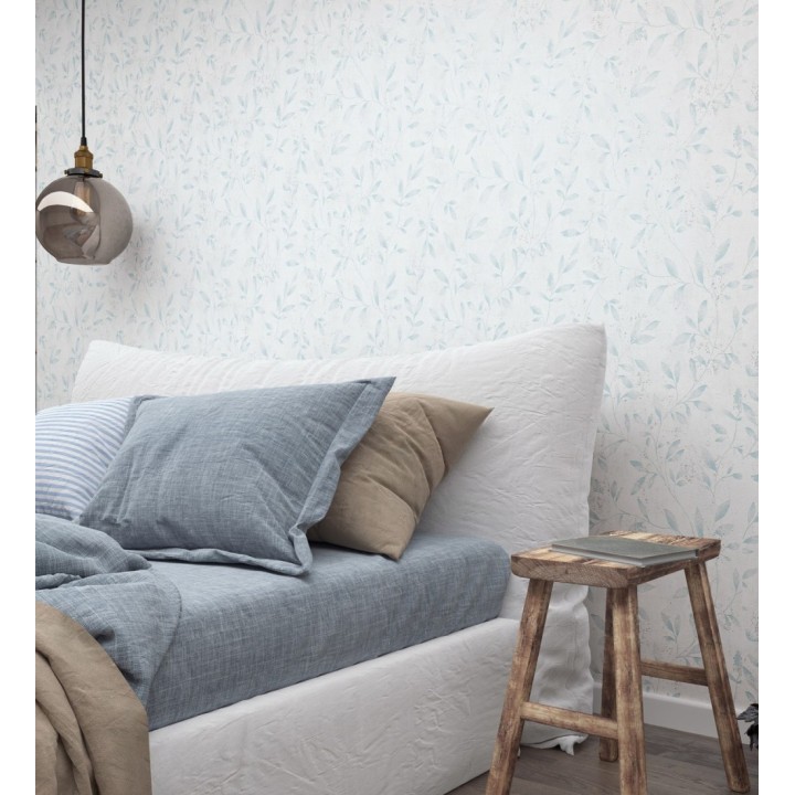 Papel pintado de hojas difuminadas con efectos nacarado - Mila Leaves 128778