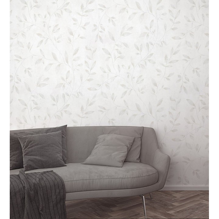 Papel pintado de hojas difuminadas con efectos nacarado - Mila Leaves 128779