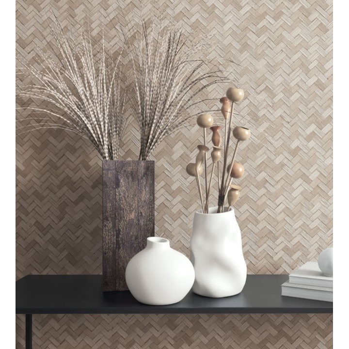 Papel pintado de fibras de ratán en relieve - Rattan Fiber 128781