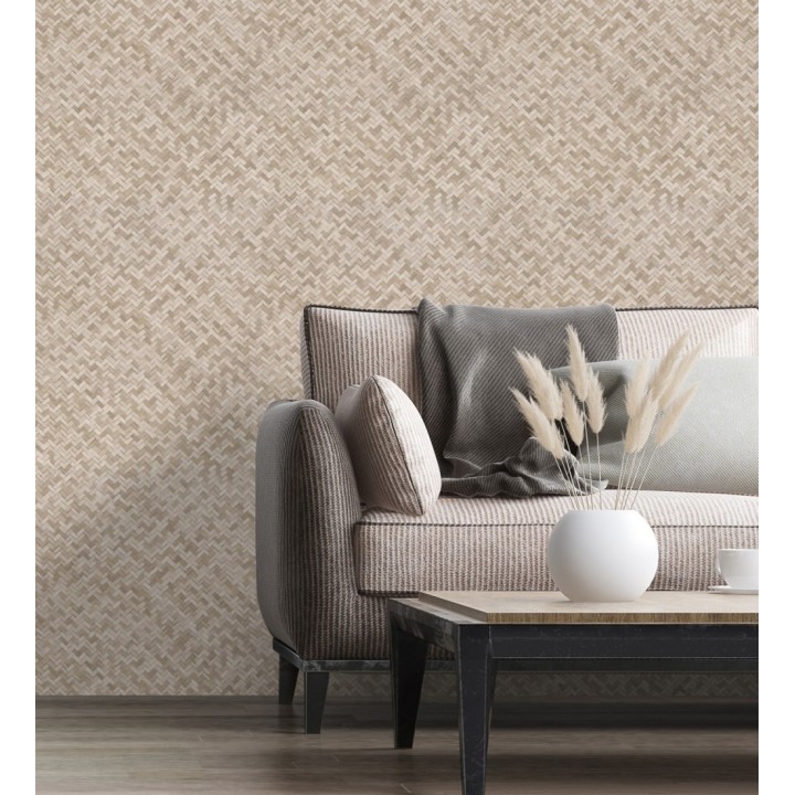 Papel pintado de fibras de ratán en relieve - Rattan Fiber 128781