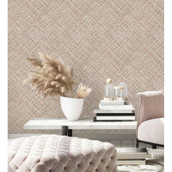 Papel pintado de fibras de ratán en relieve - Rattan Fiber 128781