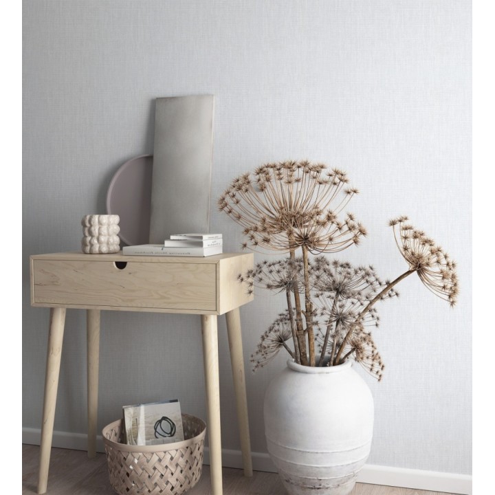 Papel pintado efecto textil gris claro con textura en relieve - Renzo Texture 128782