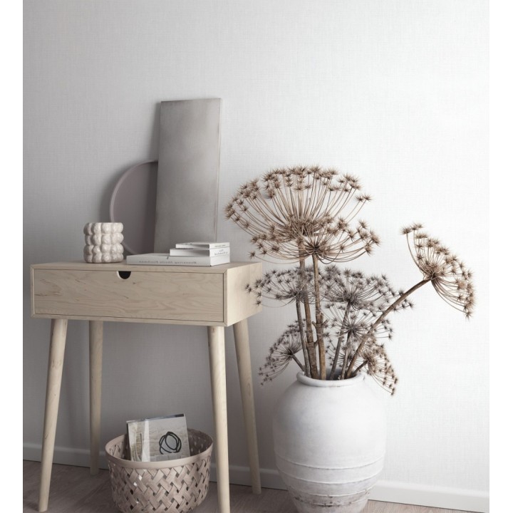 Papel pintado efecto textil blanco con textura en relieve - Renzo Texture 128783