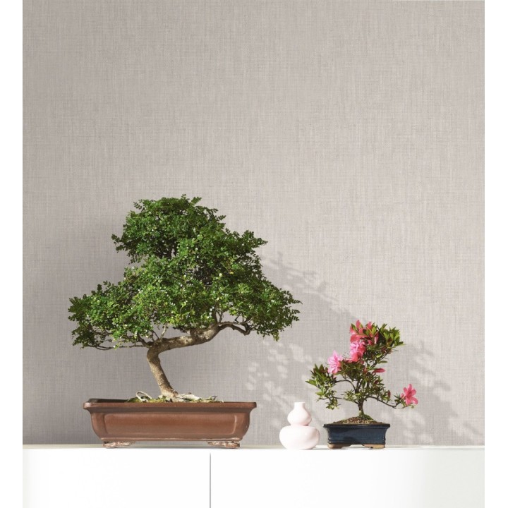 Papel pintado efecto textil beige topo con textura en relieve - Renzo Texture 128786