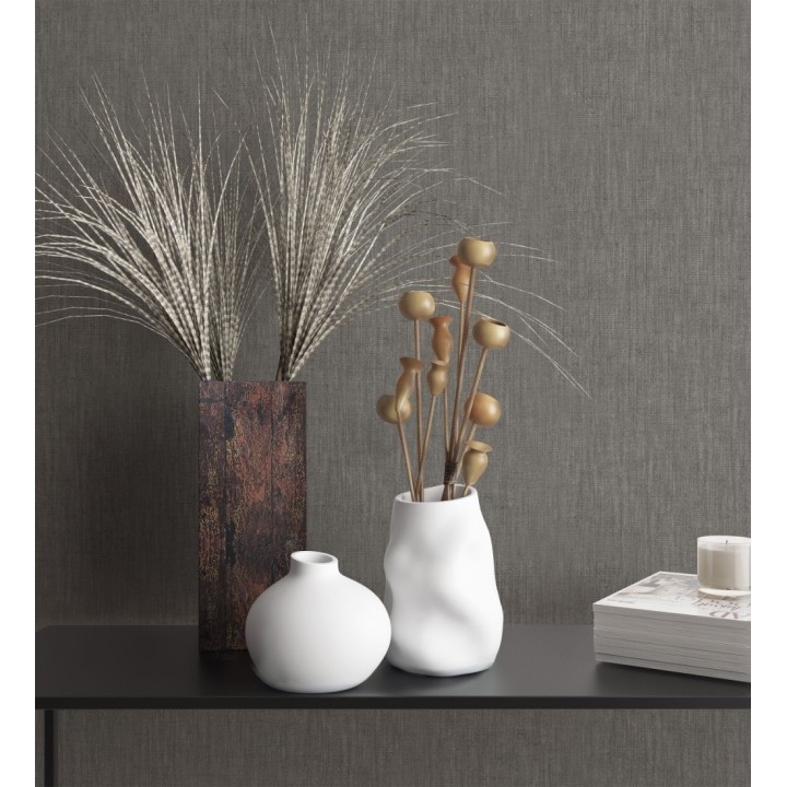 Papel pintado efecto textil marrón con textura en relieve - Renzo Texture 128787