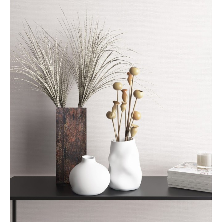 Papel pintado efecto textil blanco roto con textura en relieve - Renzo Texture 128788